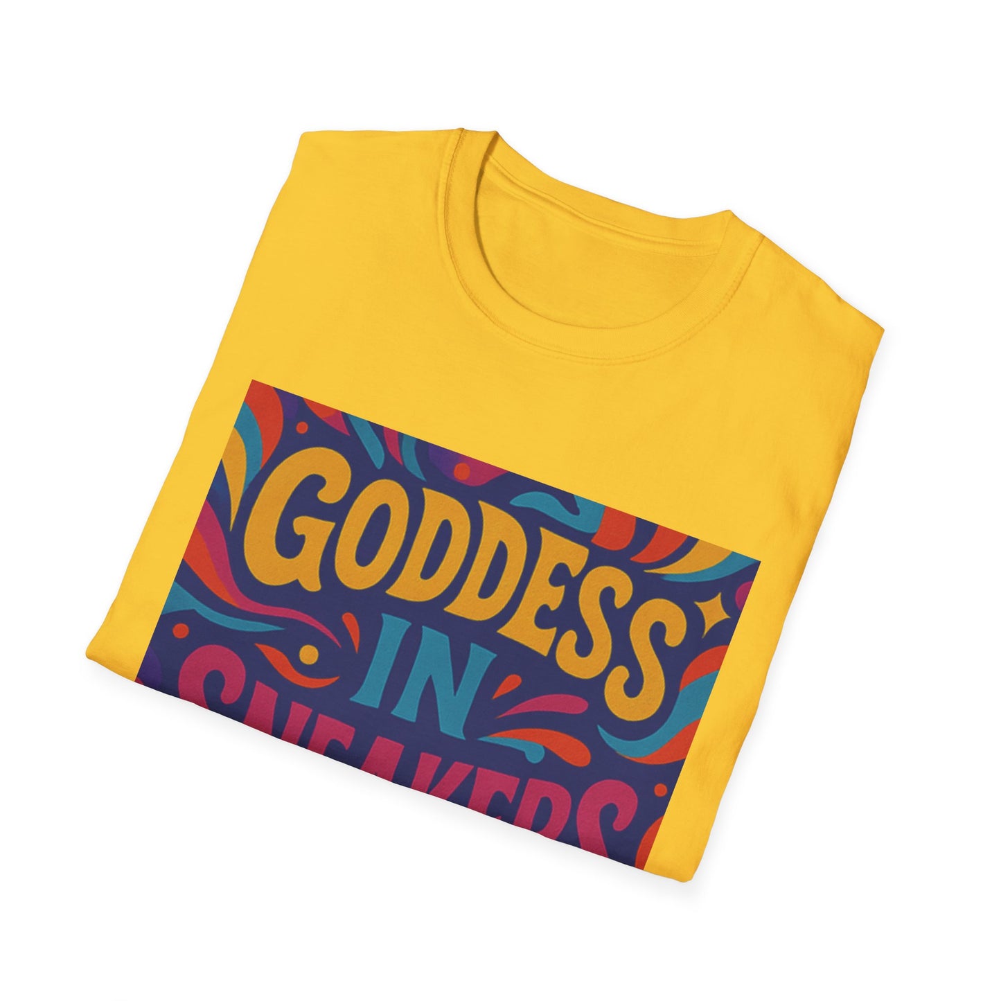 Colorful Goddess in Sneakers Unisex Soft style T-Shirt