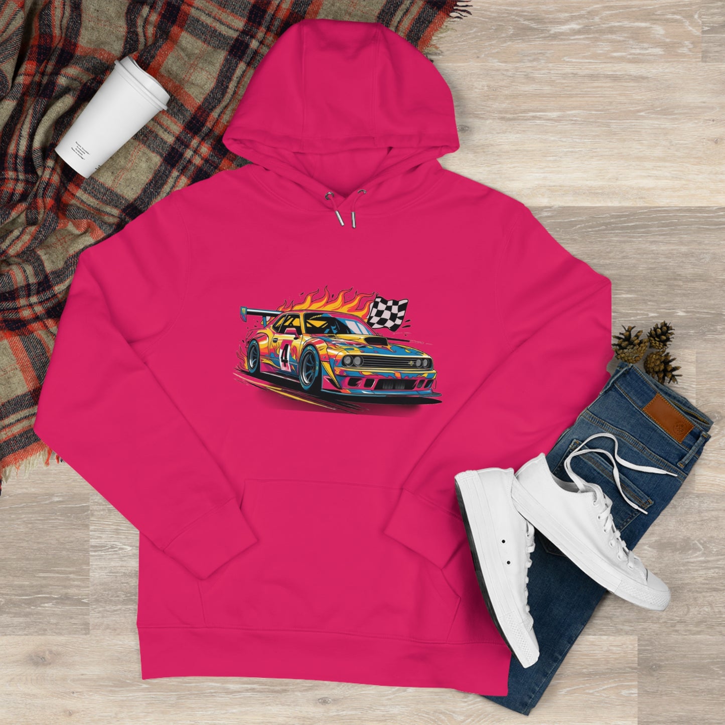 Race Car King Hooded Sweatshirt, Auto Racing Hoodie, Sports Sweatshirt, Gift for Car Enthusiasts, Motorsports Apparel
