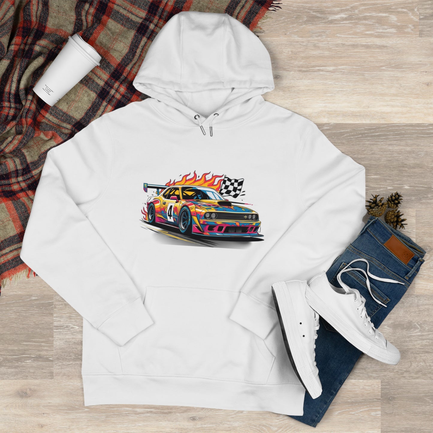 Race Car King Hooded Sweatshirt, Auto Racing Hoodie, Sports Sweatshirt, Gift for Car Enthusiasts, Motorsports Apparel