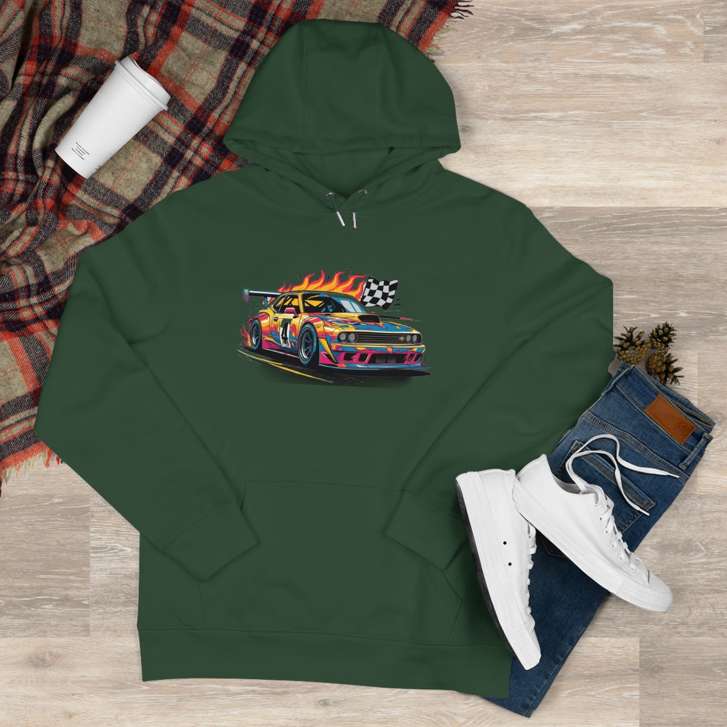 Race Car King Hooded Sweatshirt, Auto Racing Hoodie, Sports Sweatshirt, Gift for Car Enthusiasts, Motorsports Apparel