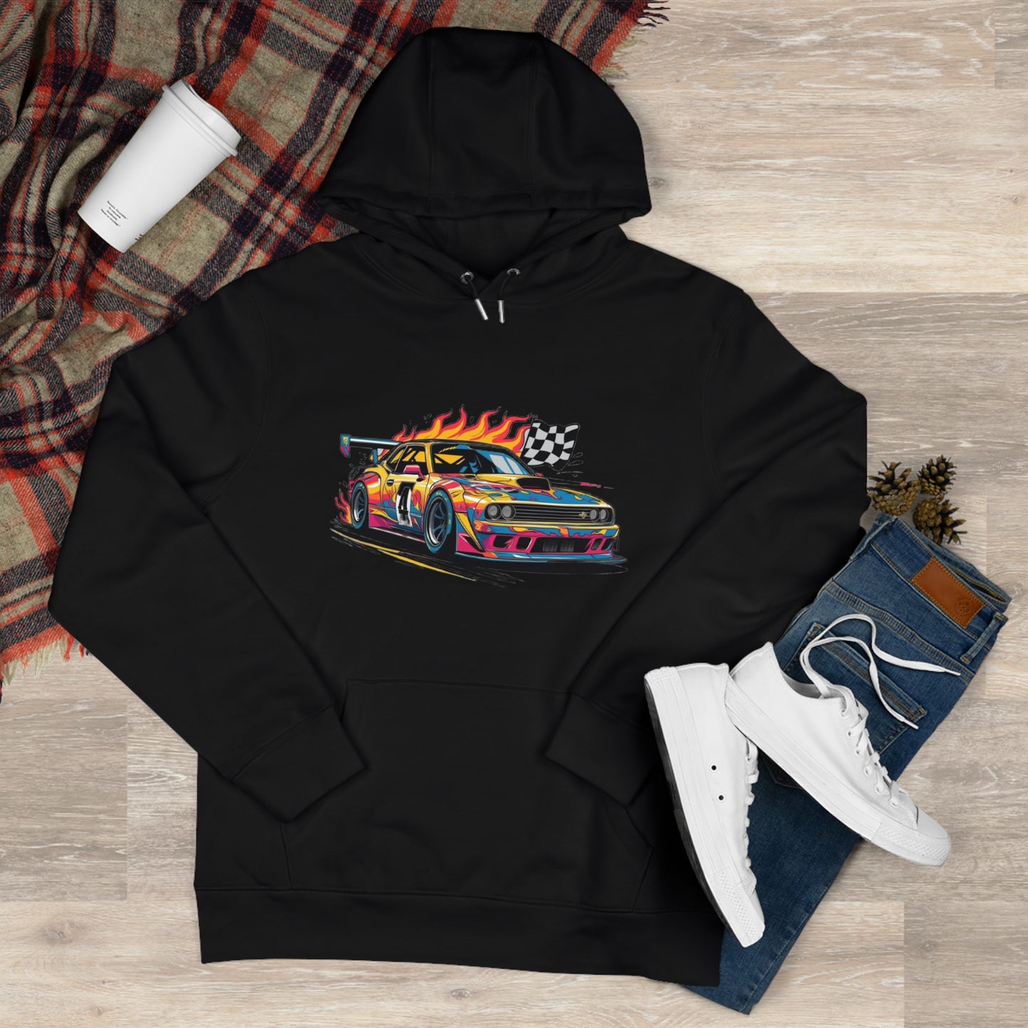 Race Car King Hooded Sweatshirt, Auto Racing Hoodie, Sports Sweatshirt, Gift for Car Enthusiasts, Motorsports Apparel