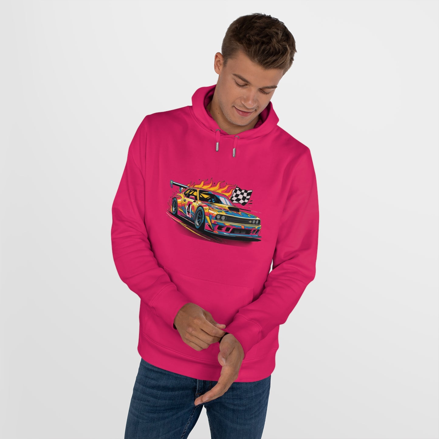 Race Car King Hooded Sweatshirt, Auto Racing Hoodie, Sports Sweatshirt, Gift for Car Enthusiasts, Motorsports Apparel